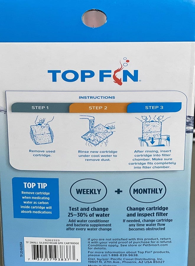 Top Fin عبوات إعادة تعبئة فلاتر Top Fin Silenstream PF-S الصغيرة (6 قطع) لمرشحات الطاقة PF10 (5.5 بوصة × 3.1 بوصة) - Image 3